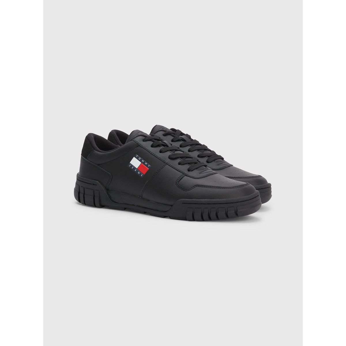 TOMMY HILFIGER - Zapatillas Retro De Cuero   Negro Tommy Hilfiger