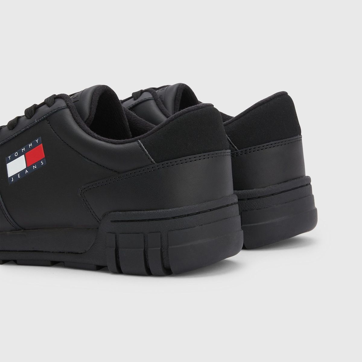 TOMMY HILFIGER - Zapatillas Retro De Cuero   Negro Tommy Hilfiger
