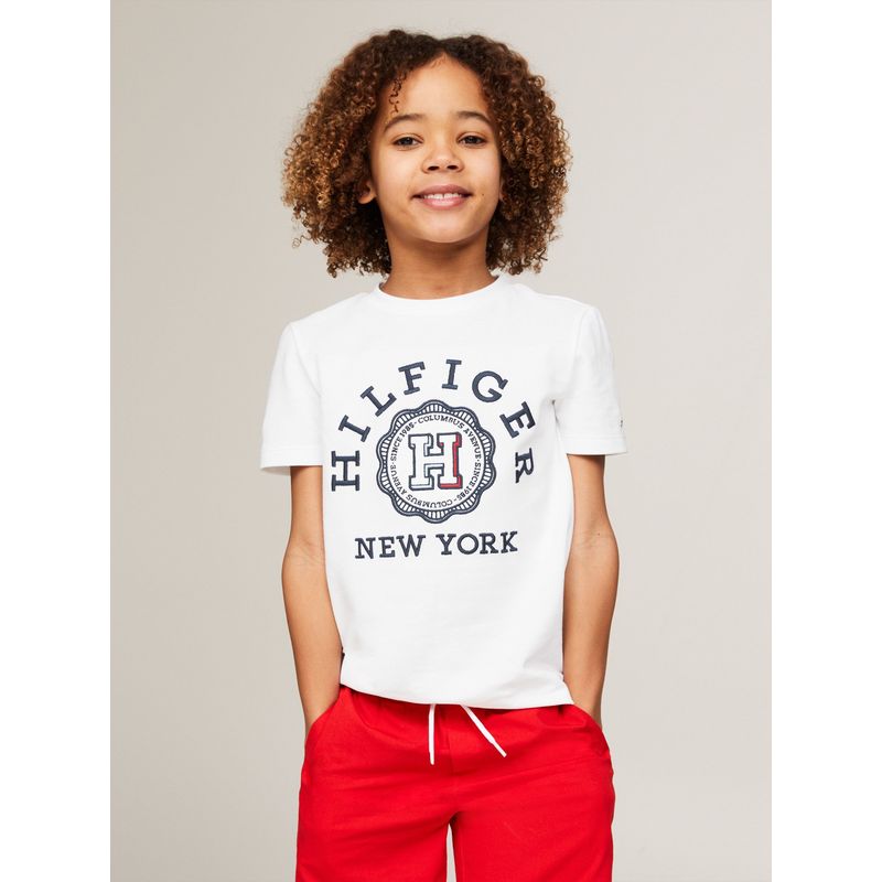 TOMMY HILFIGER - Polera Con Escudo Archive Blanco Tommy Hilfiger