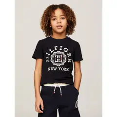 TOMMY HILFIGER - Polera Con Escudo Archive Azul