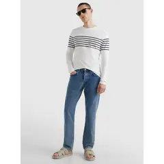 TOMMY HILFIGER - Polera Striped Con Logo Blanco