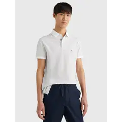 TOMMY HILFIGER - Polo Microestampada Slim Fit Blanco