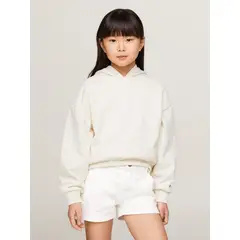 TOMMY HILFIGER - Polerón Hoodie Varsity Relaxed Blanco