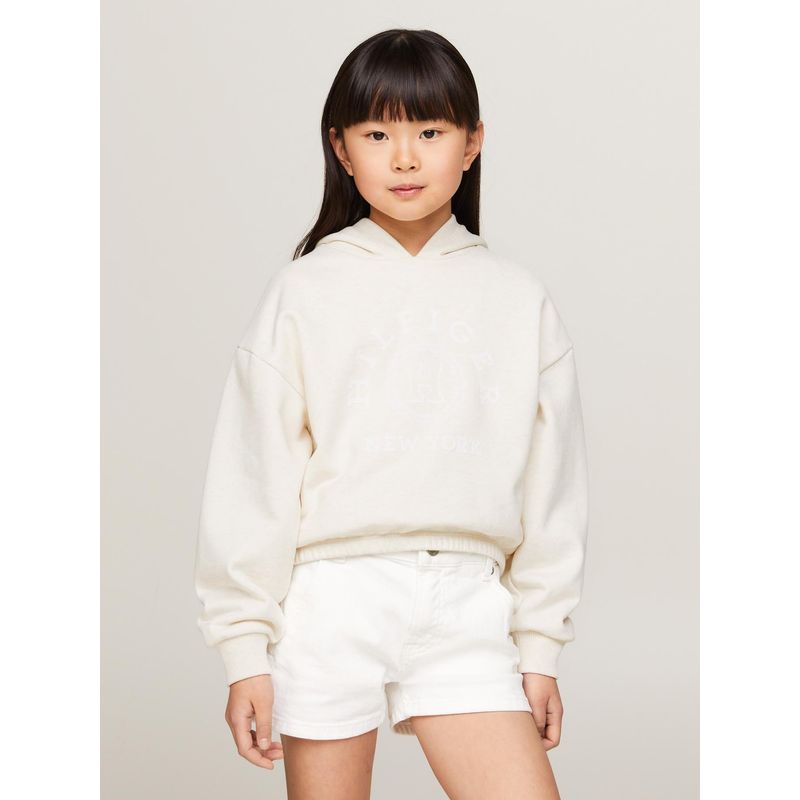 TOMMY HILFIGER - Polerón Hoodie Varsity Relaxed Blanco Tommy Hilfiger