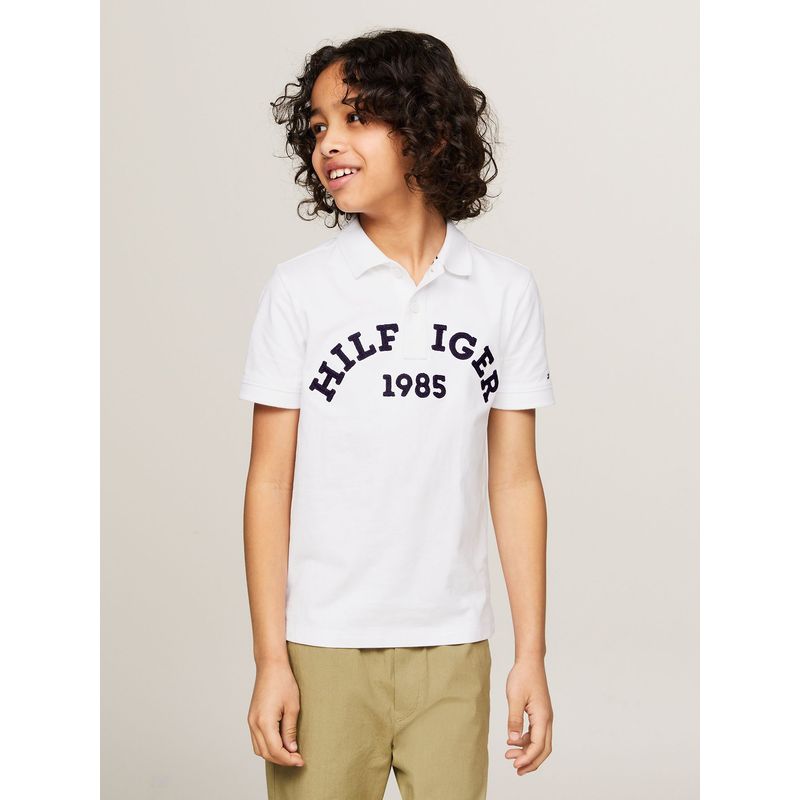 TOMMY HILFIGER - Polo Con Logo Monotipo Blanco Tommy Hilfiger