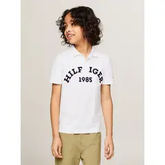 TOMMY HILFIGER - Polo Con Logo Monotipo Blanco