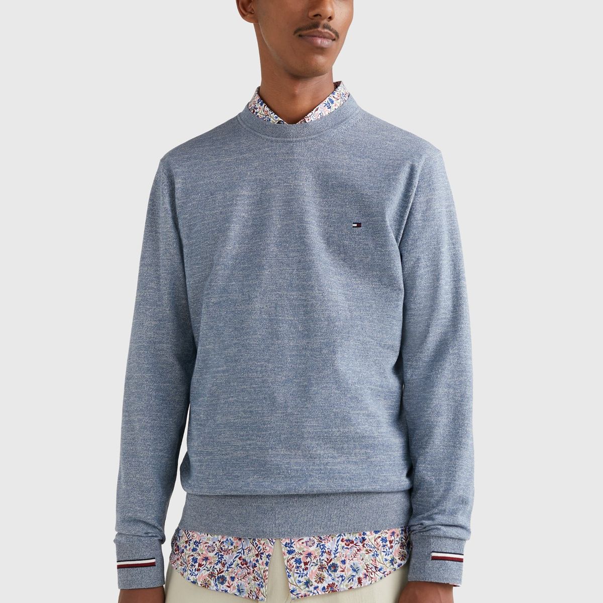 TOMMY HILFIGER - Sweater Mouline Striped  Celeste Tommy Hilfiger