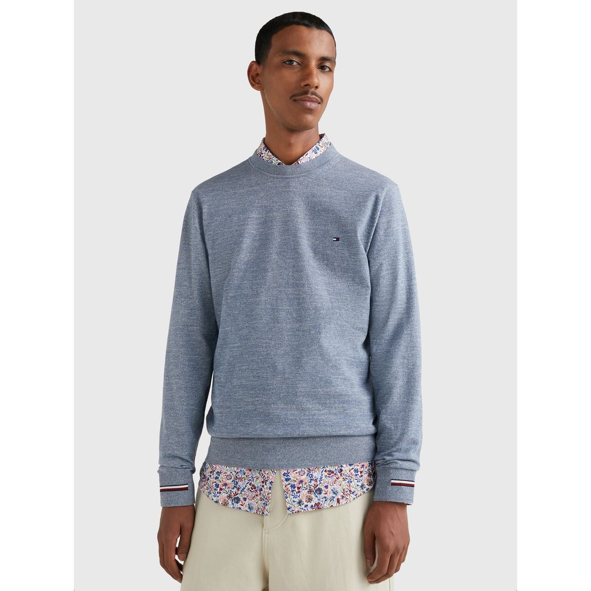 TOMMY HILFIGER - Sweater Mouline Striped  Celeste Tommy Hilfiger