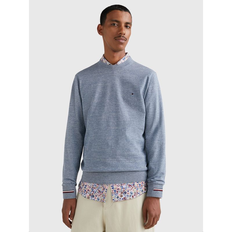 TOMMY HILFIGER - Sweater Mouline Striped  Celeste Tommy Hilfiger