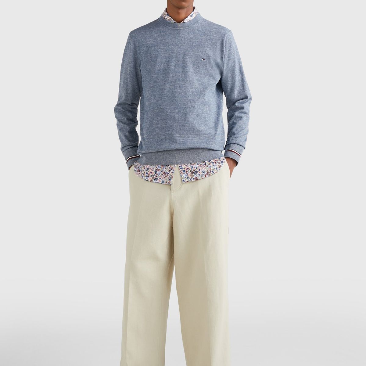 TOMMY HILFIGER - Sweater Mouline Striped  Celeste Tommy Hilfiger