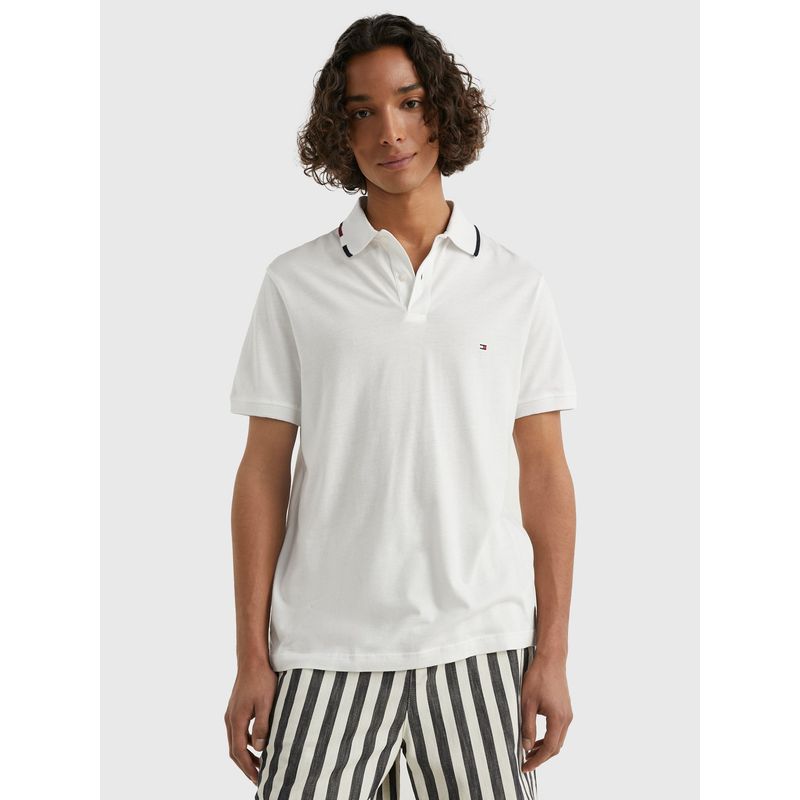 TOMMY HILFIGER - Polo Con Cuello Ribeteado Blanco Tommy Hilfiger