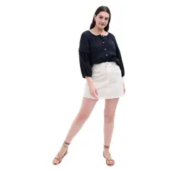 GAP - Blusa Con Botones Manga Larga Mujer Azul