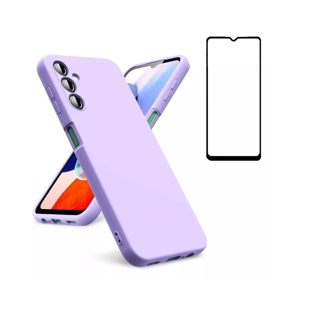 GENERICO - Carcasa Silicona Para Samsung A15 + Lamina Completa Lila