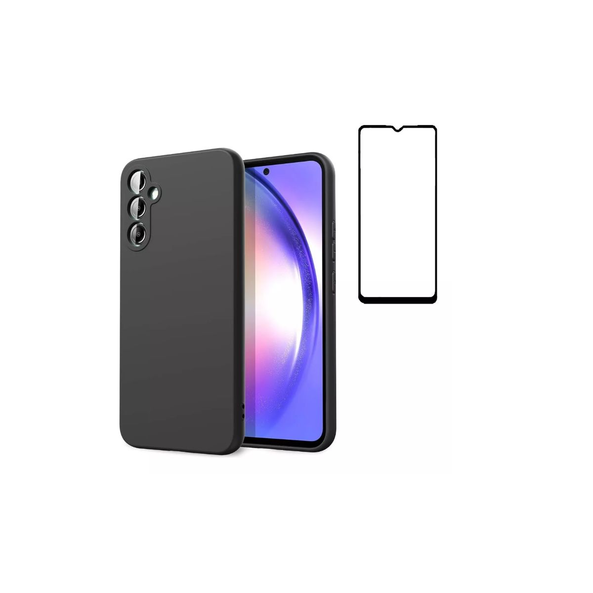 GENERICO - Carcasa Silicona Para Samsung A15 + Lamina Completa Negro