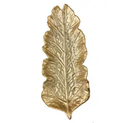 GENERICO - BANDEJA DECORATIVA CON FORMA DE HOJA ONDULADA DORADA