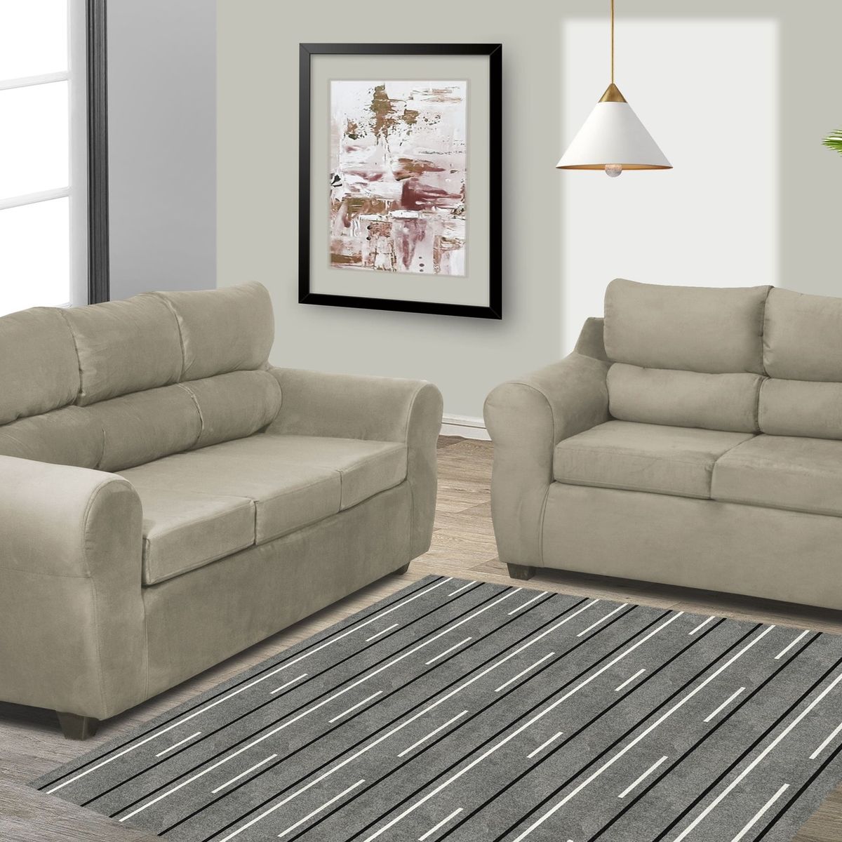 GENERICO - Juego de Living Dubai 3-2 Sofá 3 cuerpos + Sofá 2 de Cuerpos Beige