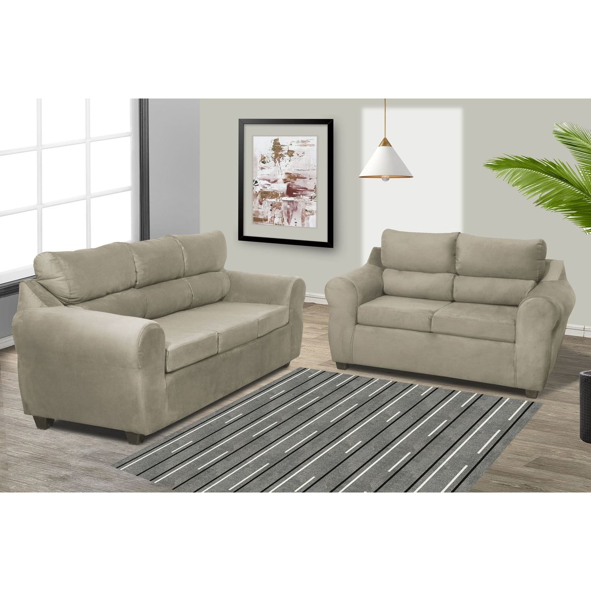 GENERICO - Juego de Living Dubai 3-2 Sofá 3 cuerpos + Sofá 2 de Cuerpos Beige