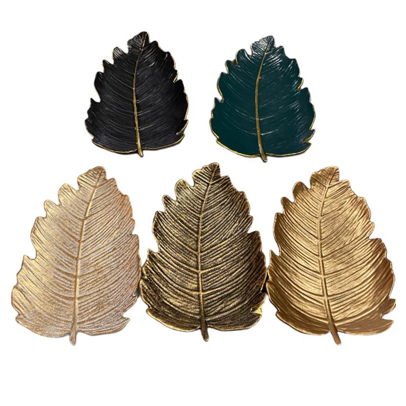 GENERICO - SET BANDEJA DECORATIVA CENTRO DE MESA CON FORMA DE HOJA ASERRADA