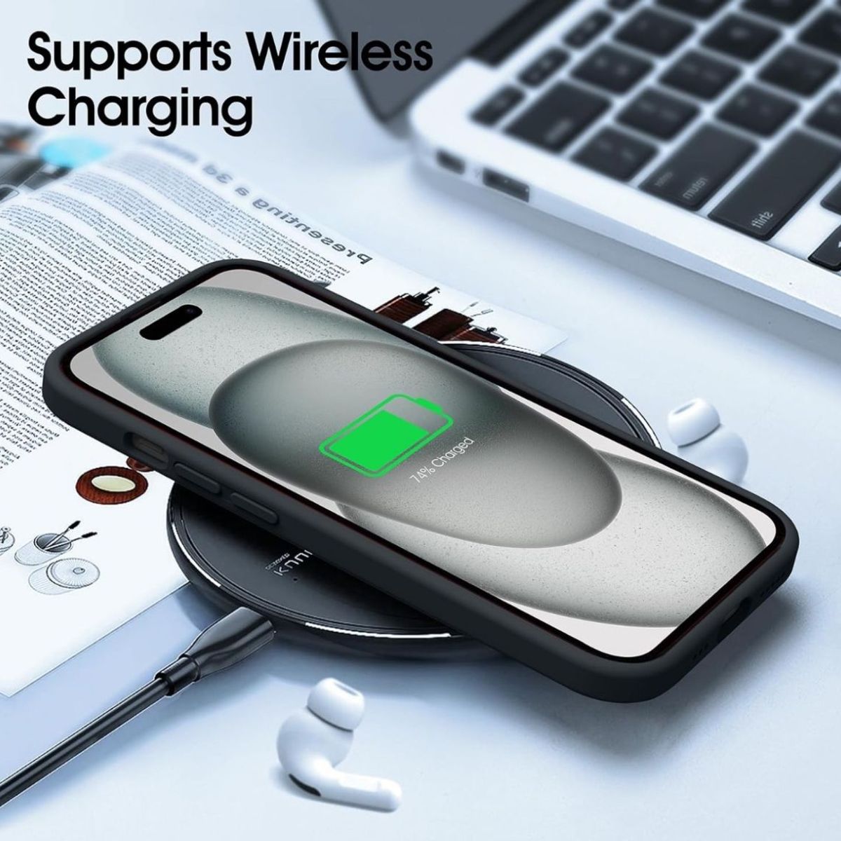 GENERICO - Carcasa Silicona Para iPhone 15 Negro