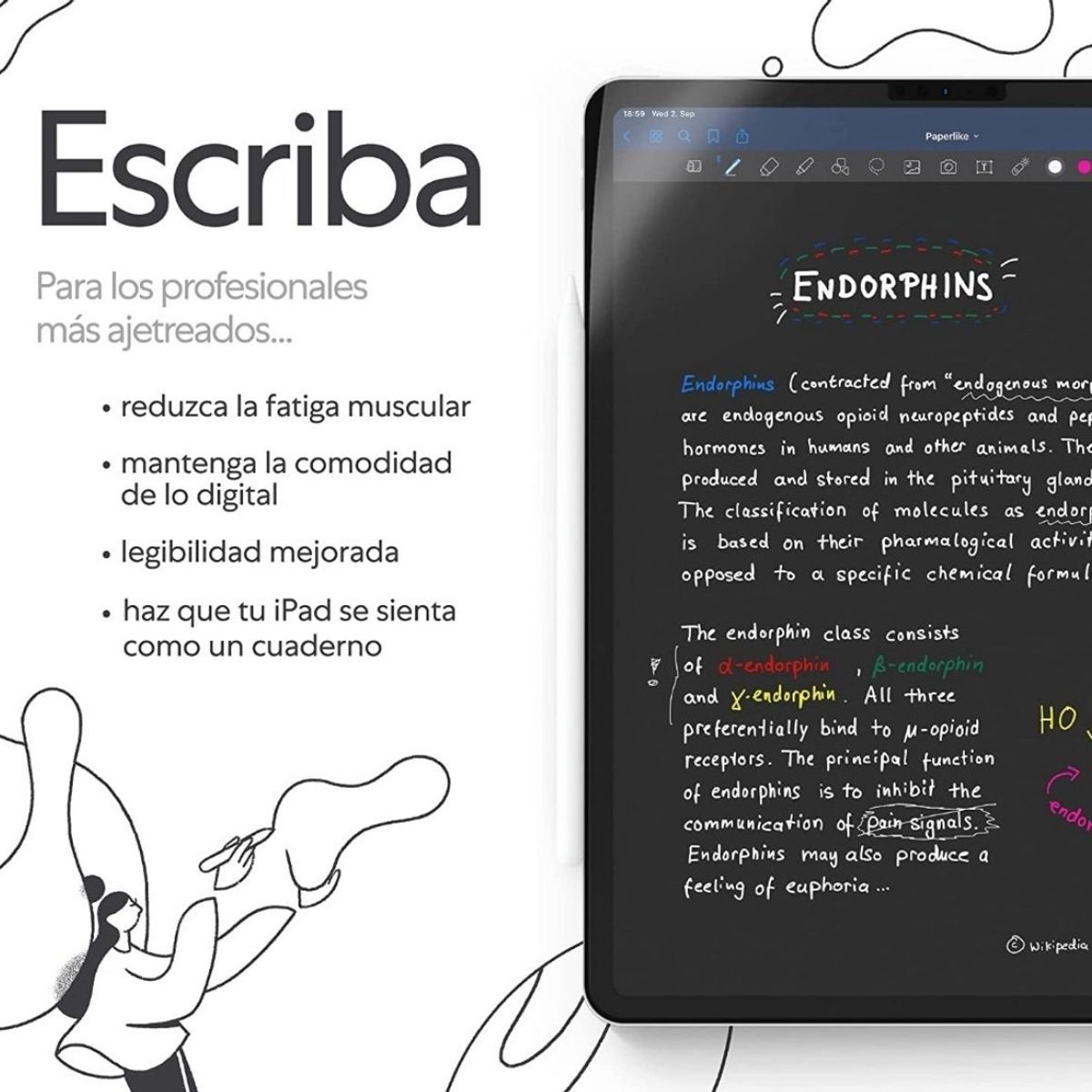 GENERICO - Lamina Protectora Paperlike Para iPad 10.2 7ma 8va 9na Sensacion Papel