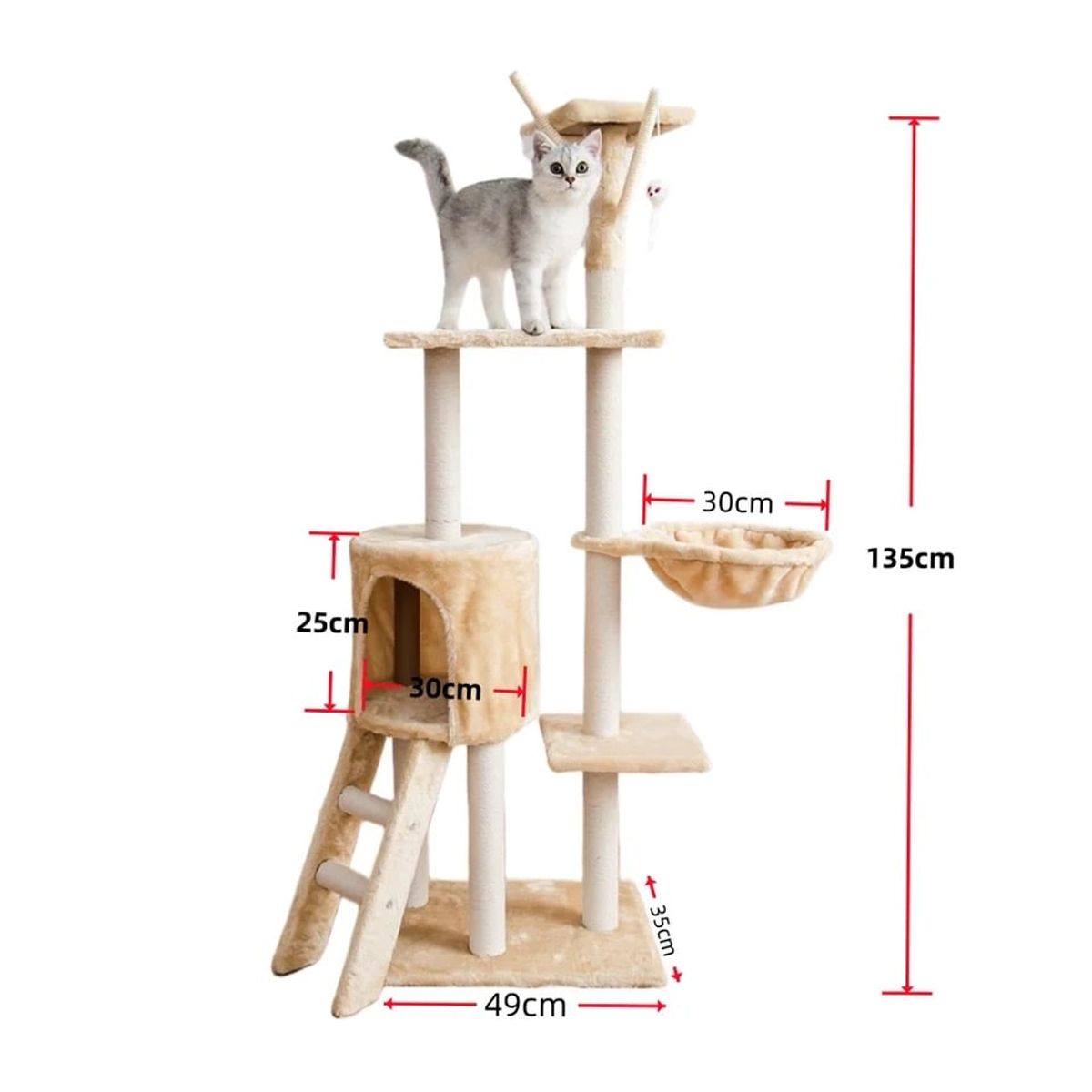 ACTUAL - Rascador Torre de Juegos Para Gatos Con Hamaca.