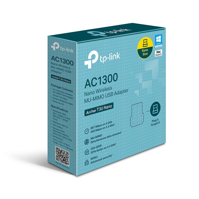 TP LINK - Adaptador Usb Inalambrico Wifi Tplink Archer T3u Nano Ac1300