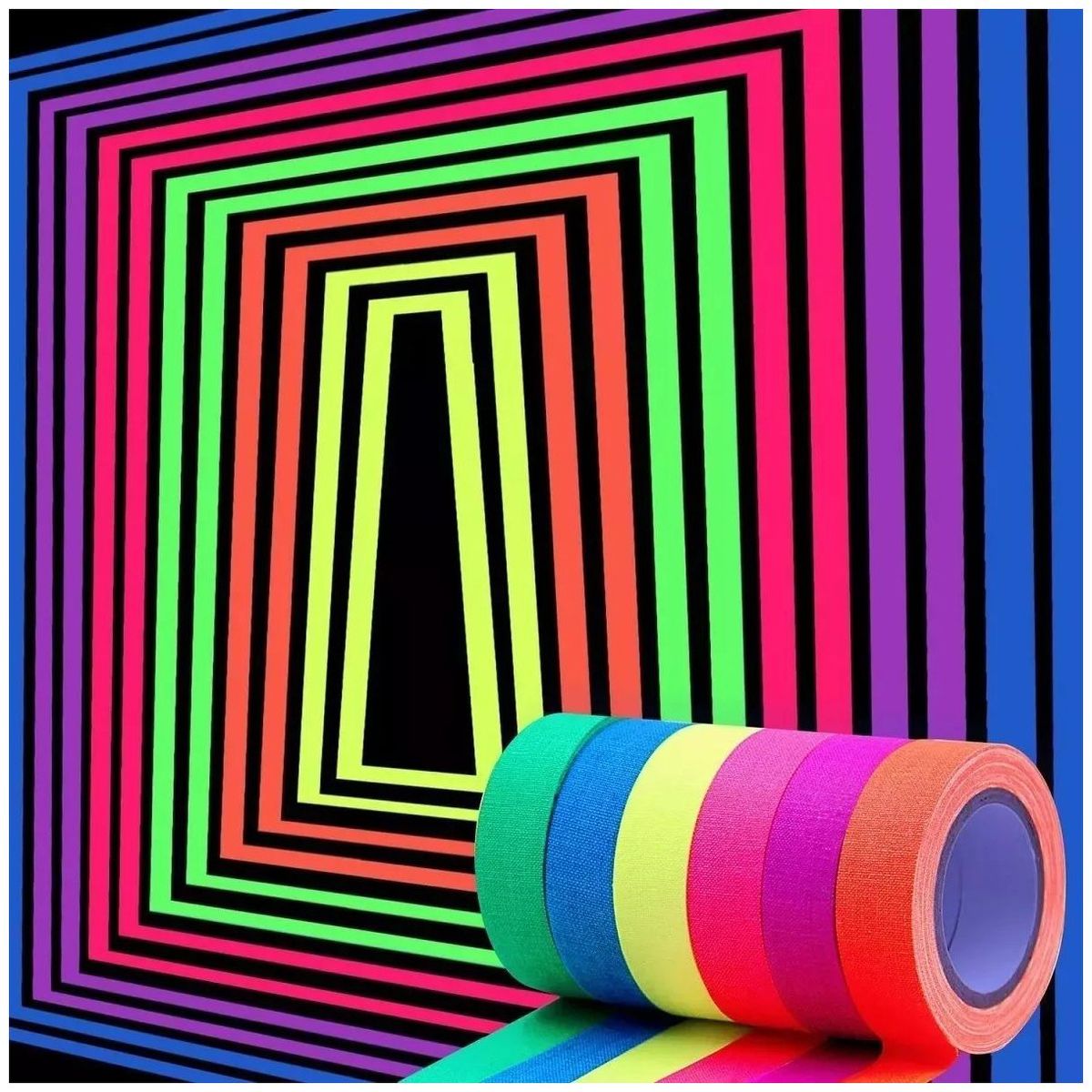 KUANGYE - Cinta Adhesiva Fluorescente Color Neón, 6 Rollos