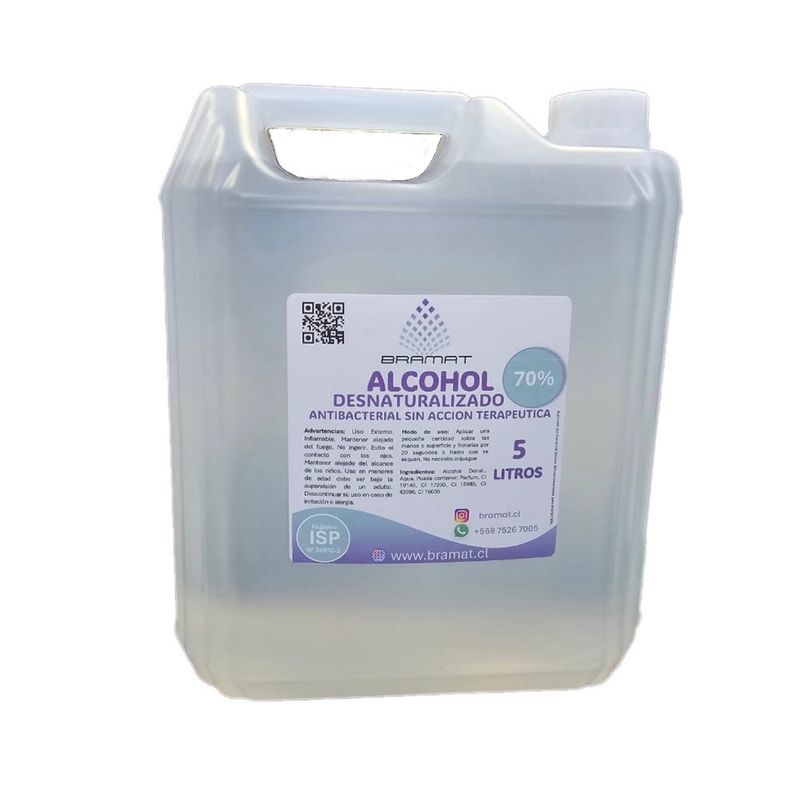 GENERICO - Alcohol 70° Desnaturalizado - Microfiltrado - Bidón 5 Litros
