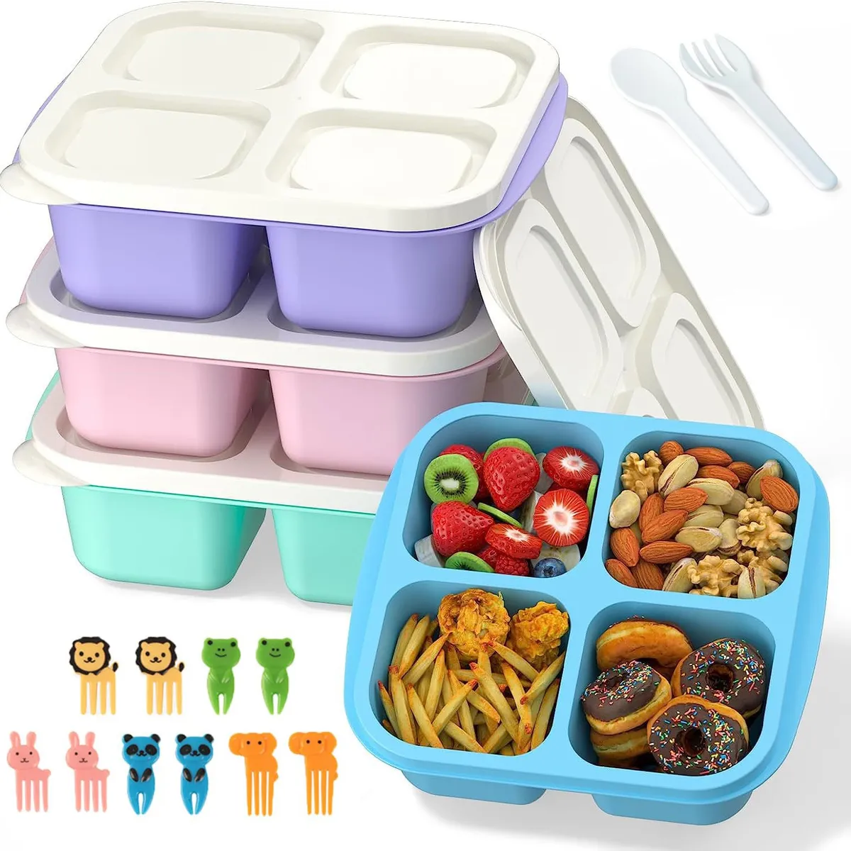 EVERSO - Lonchera Niños Estudiantes Bento Box Hermetico Set 16pc