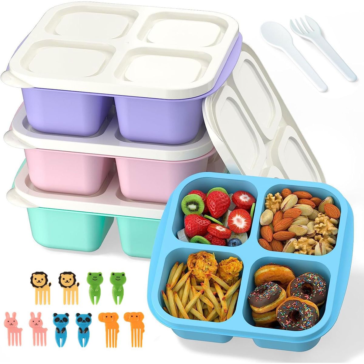 EVERSO - Lonchera Niños Estudiantes Bento Box Hermetico Set 16pc