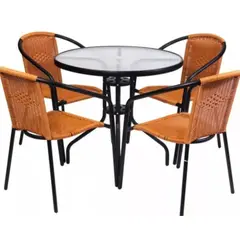 GENERICO - Juego Comedor Terraza Jardín Para 4 Personas Tipo Rattan/ NgHome