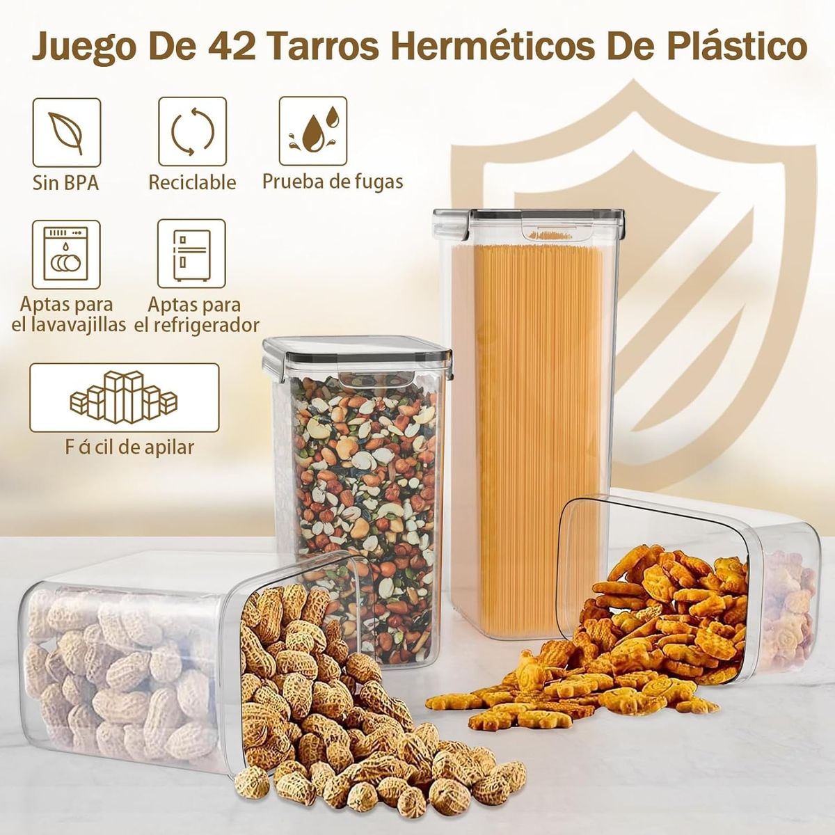 YOMYM - Set 42 Alta Calidad Contenedores Herméticos Plástico Alimentos Con Tapa