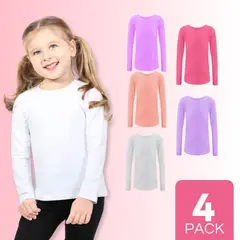 UTILISIMO - Pack 4 Camisetas Polar Primera Capa Niña Cuello Redondo