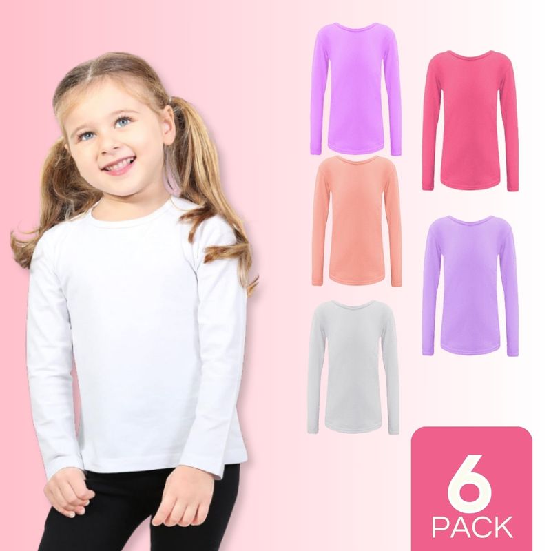 UTILISIMO - Pack 6 Camisetas Polar Primera Capa Niña Cuello Redondo