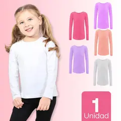 UTILISIMO - Pack 1 Camiseta Polar Primera Capa Invierno Niña Cuello Redondo_.