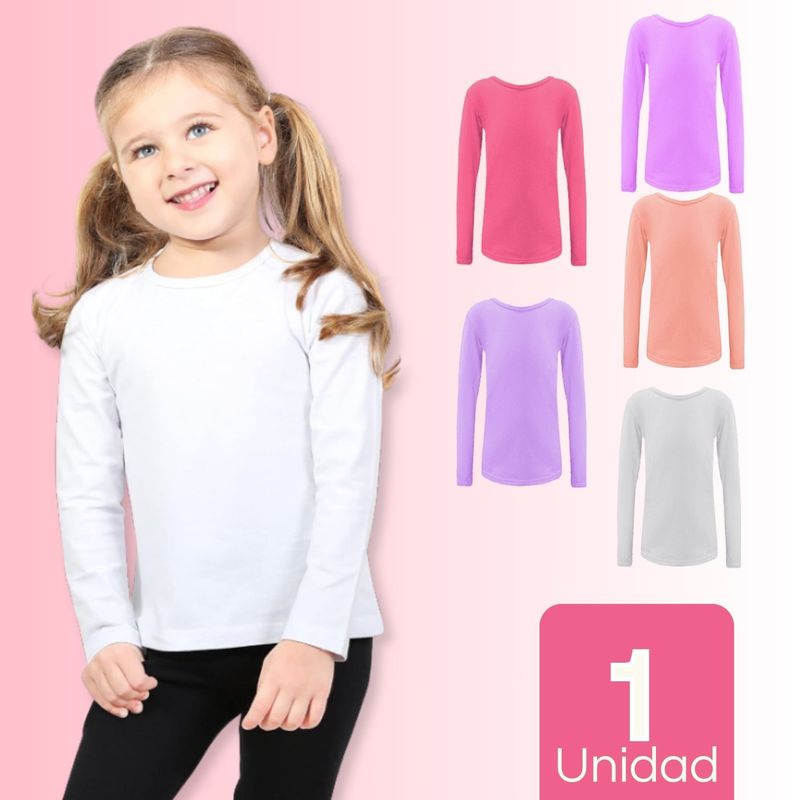 UTILISIMO - Pack 1 Camiseta Polar Primera Capa Invierno Niña Cuello Redondo_.