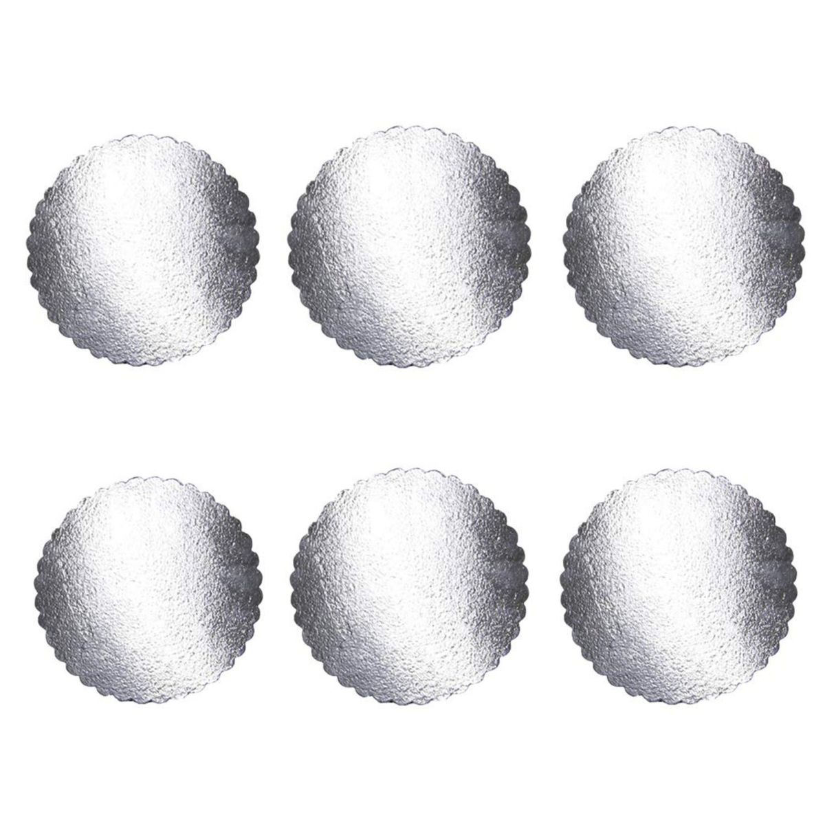 GENERICO - Base Tortas Redondo Para Repostería De 28cm 6 Unidades Plateado