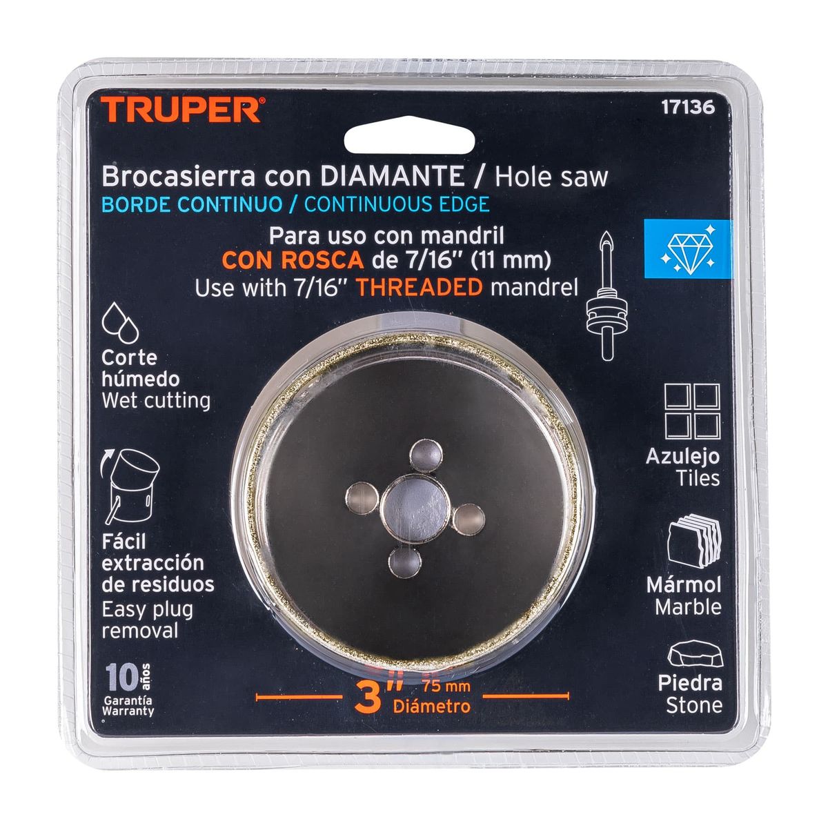 TRUPER - Sierra Copa Diamantada Para Cerámica/azulejo 3 PuLG