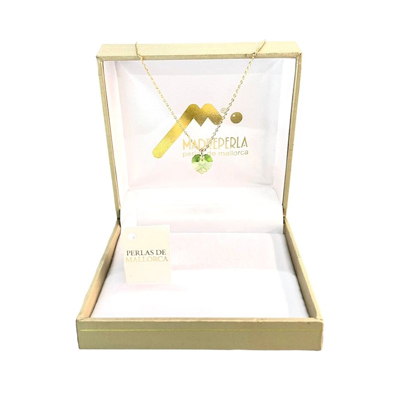 MALLORCA - Collar de Corazón con cristal Esmeralda 50cm Enchapado en Oro