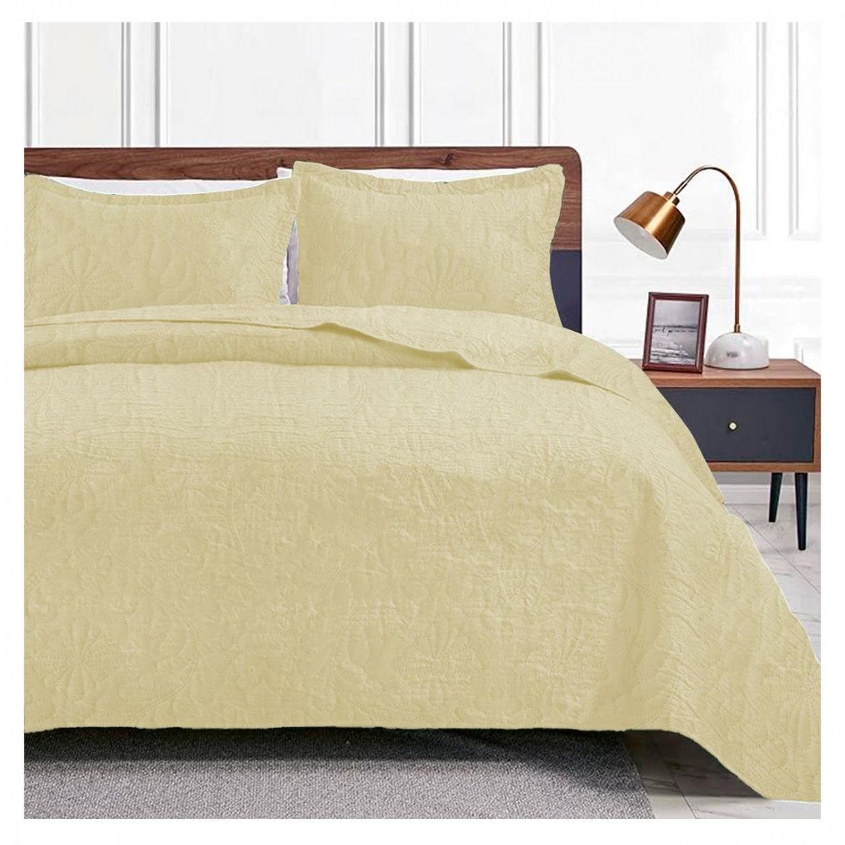GENERICO - Cubrecama De Verano Quilt (Queen) - Amarillo - 2 plazas