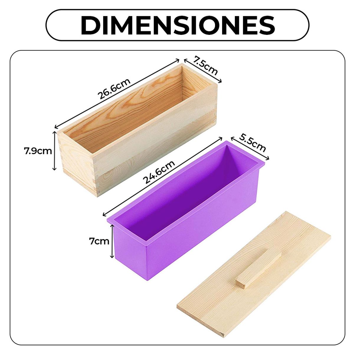 GENERICO - Molde De Silicona Rectangular Para Jabón Caja Madera 1 Kilo