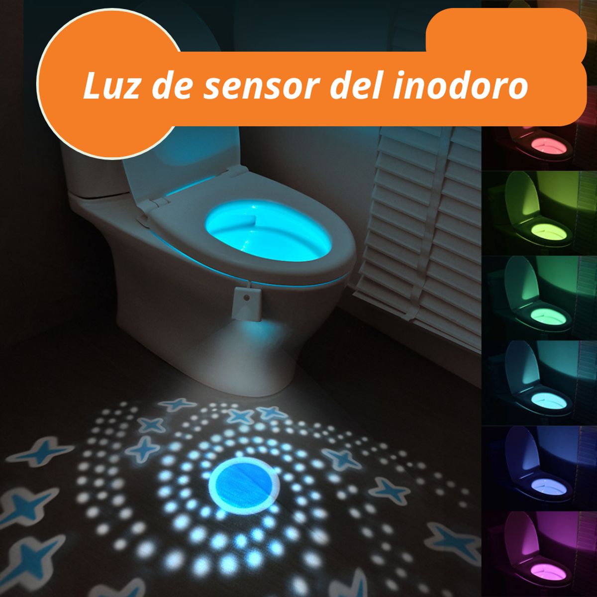 CRUSEC - Luz Led Nocturna Para Baño Inodoro Sensor Color Ajustable