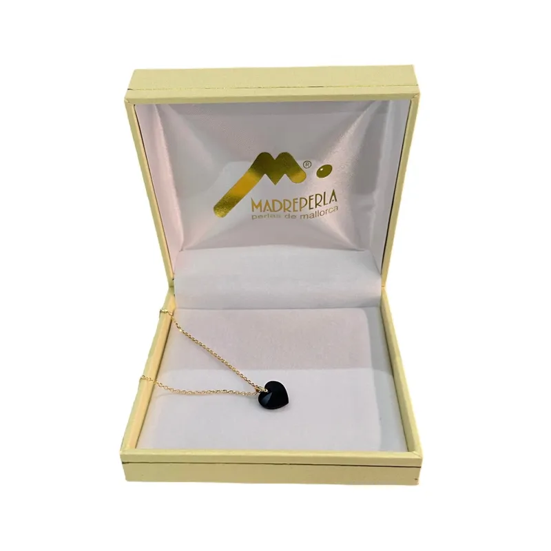 MALLORCA - Collar de Corazón cristal Swarovski Onix 50cm Enchapado en Oro