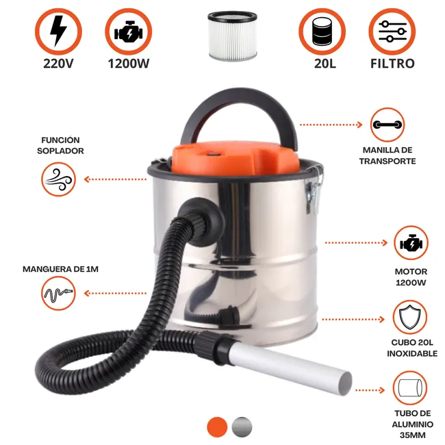 BELLETTI - Aspiradora De Cenizas 1200W