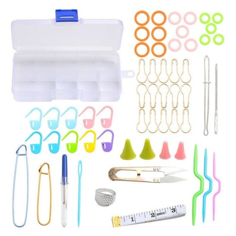 GENERICO - Set De Accesorios Para Tejer En Caja Plastica 57pcs