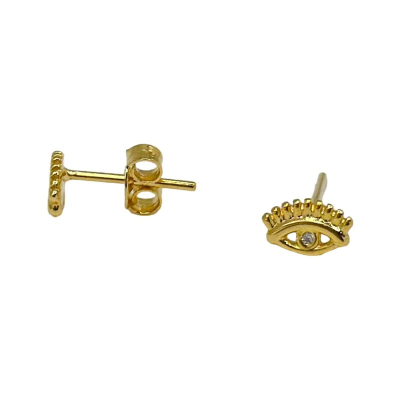GENERICO - Aro Ojo Turco Proteccion Enchapado Oro 18 Kl Mas Caja Regalo