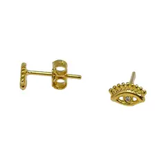 GENERICO - Aro Ojo Turco Proteccion Enchapado Oro 18 Kl Mas Caja Regalo