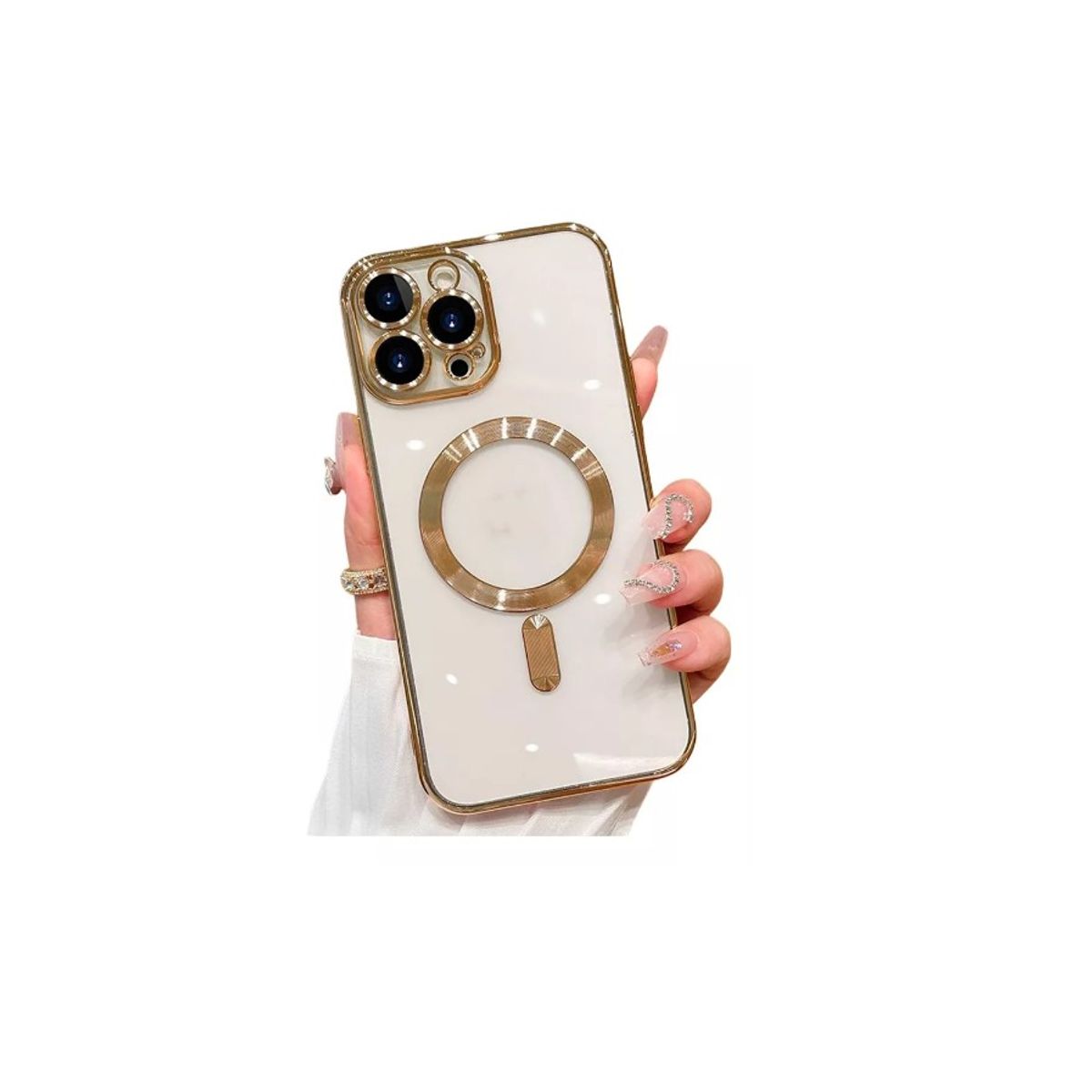 GENERICO - Carcasa Magsafe Protector De Camara Para iPhone 13 Pro Dorado