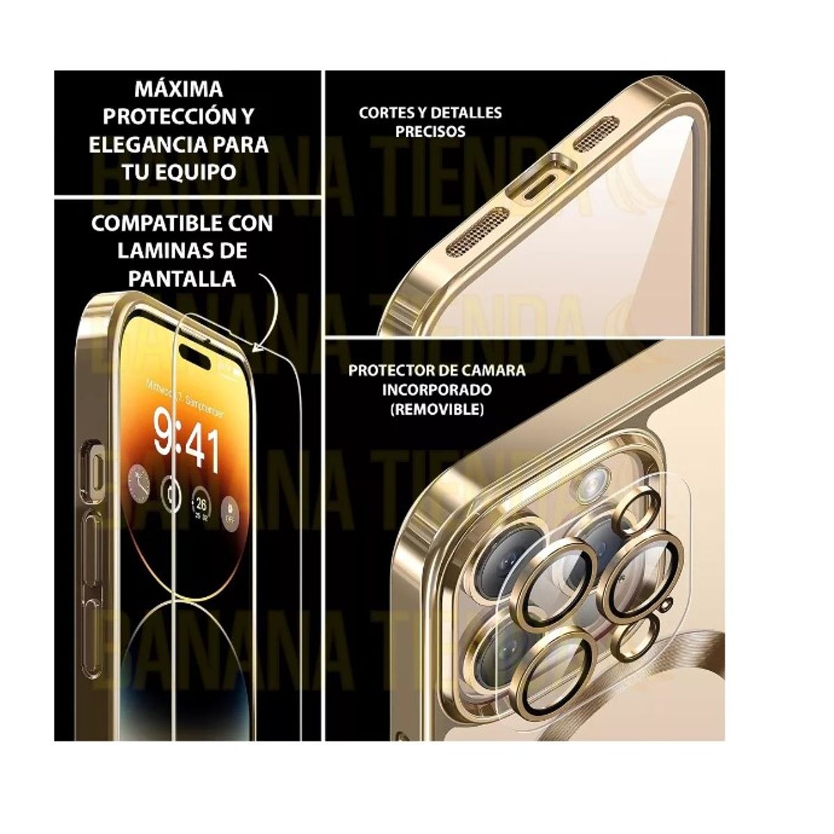 GENERICO - Carcasa Magsafe Protector De Camara Para iPhone 13 Pro Dorado