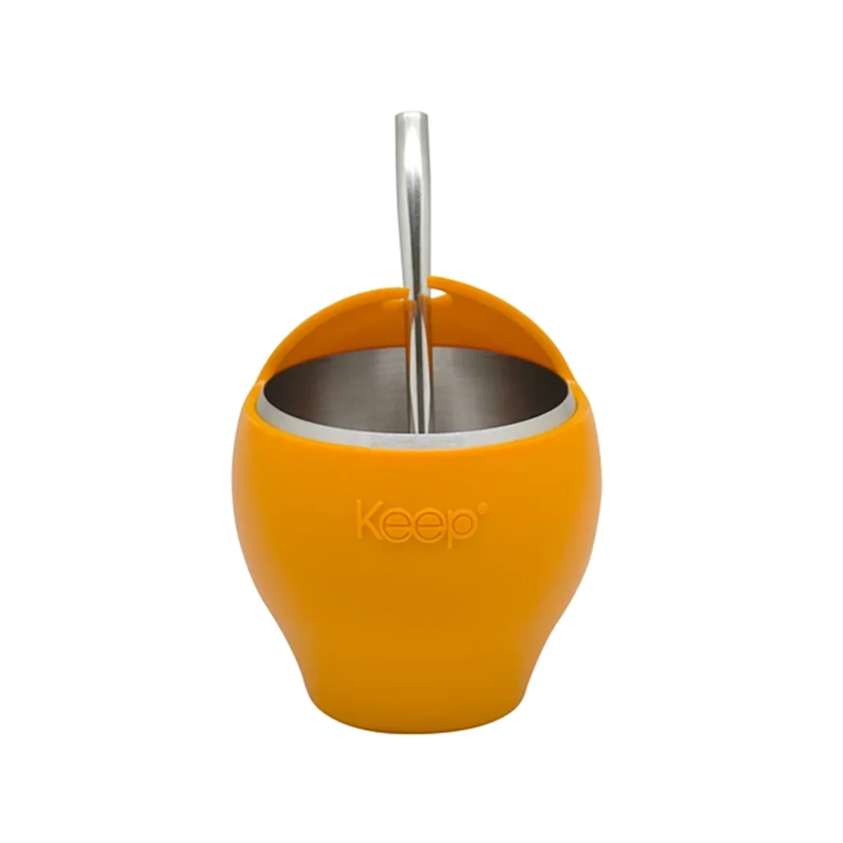 KEEP - Set Mate Siliconado + Bombilla 230ml Keep Acero Inoxidable Amarillo